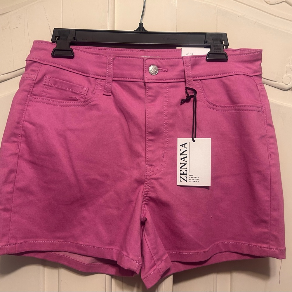NWT Zenana Outfitters Vibrant Pink High-Rise Denim-Style Women's Shorts